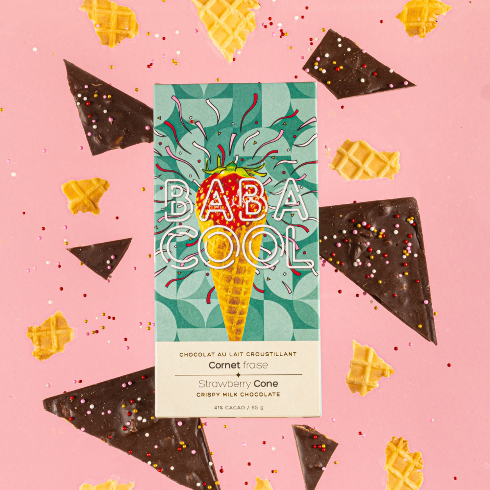 Chocolat au lait croustillant - Cornet Fraise