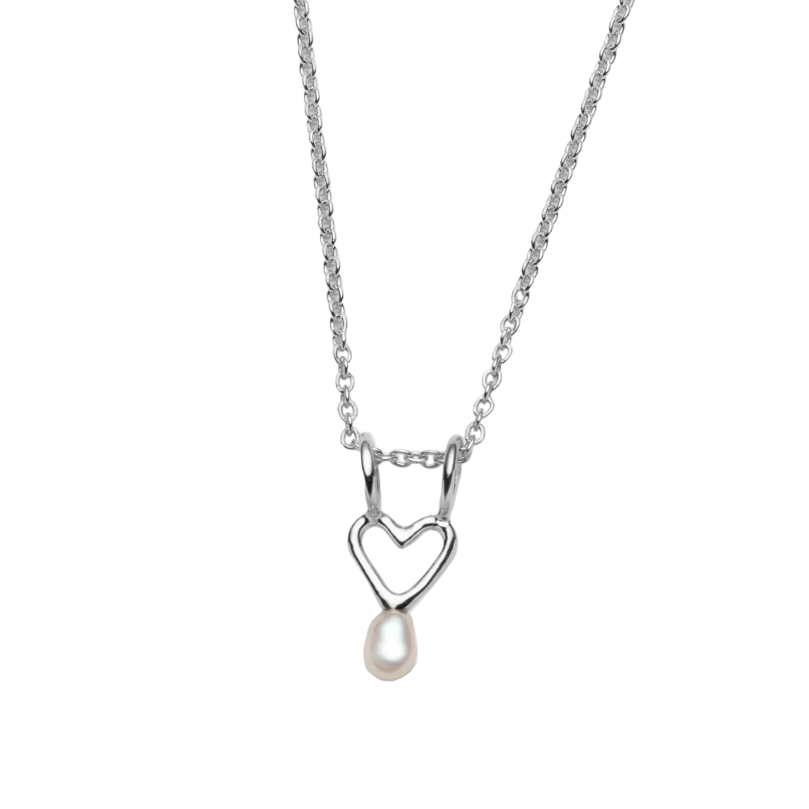 Collier avec breloque coeur et petite perle blanche