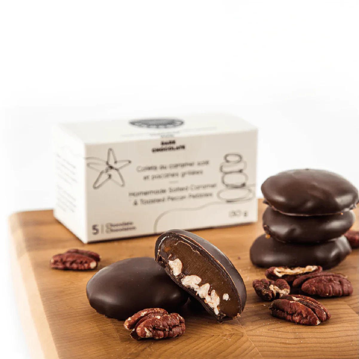 Galets au caramel salé et pacanes grillées