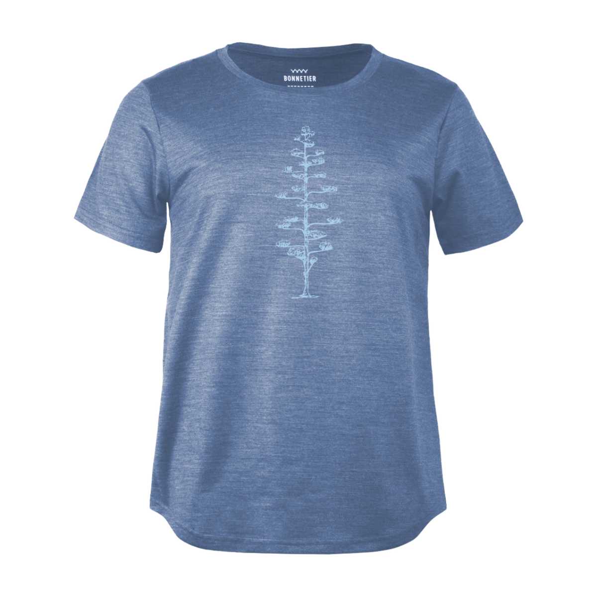 T-Shirt Mérinos Femme Bleu Gris Chiné Ultra Léger - Hinoki - BONNETIER