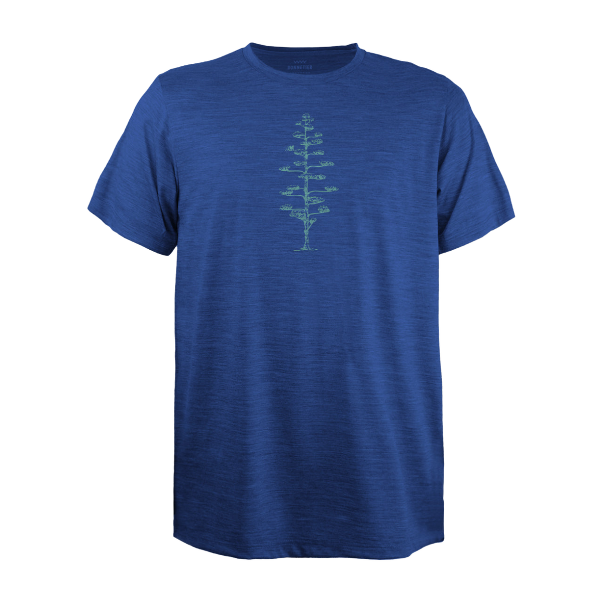 T-Shirt Mérinos Homme Bleu Chiné Ultra Léger - Hinoki - BONNETIER