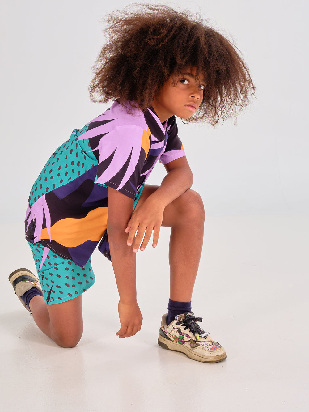 Dark Monstera Kids Shorts