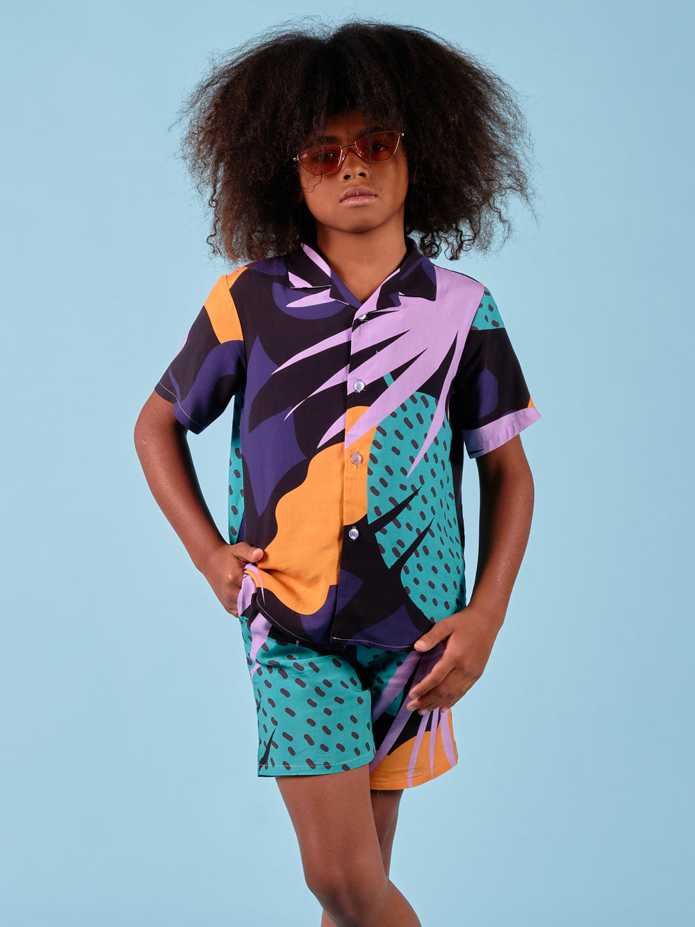 Dark Monstera Kids Shorts