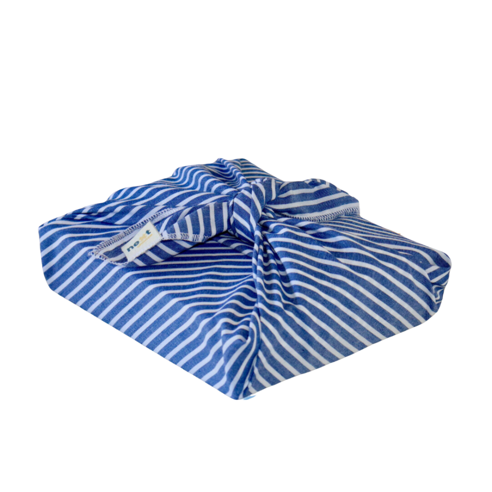 Emballage réutilisable Furoshiki - Bleu ligné