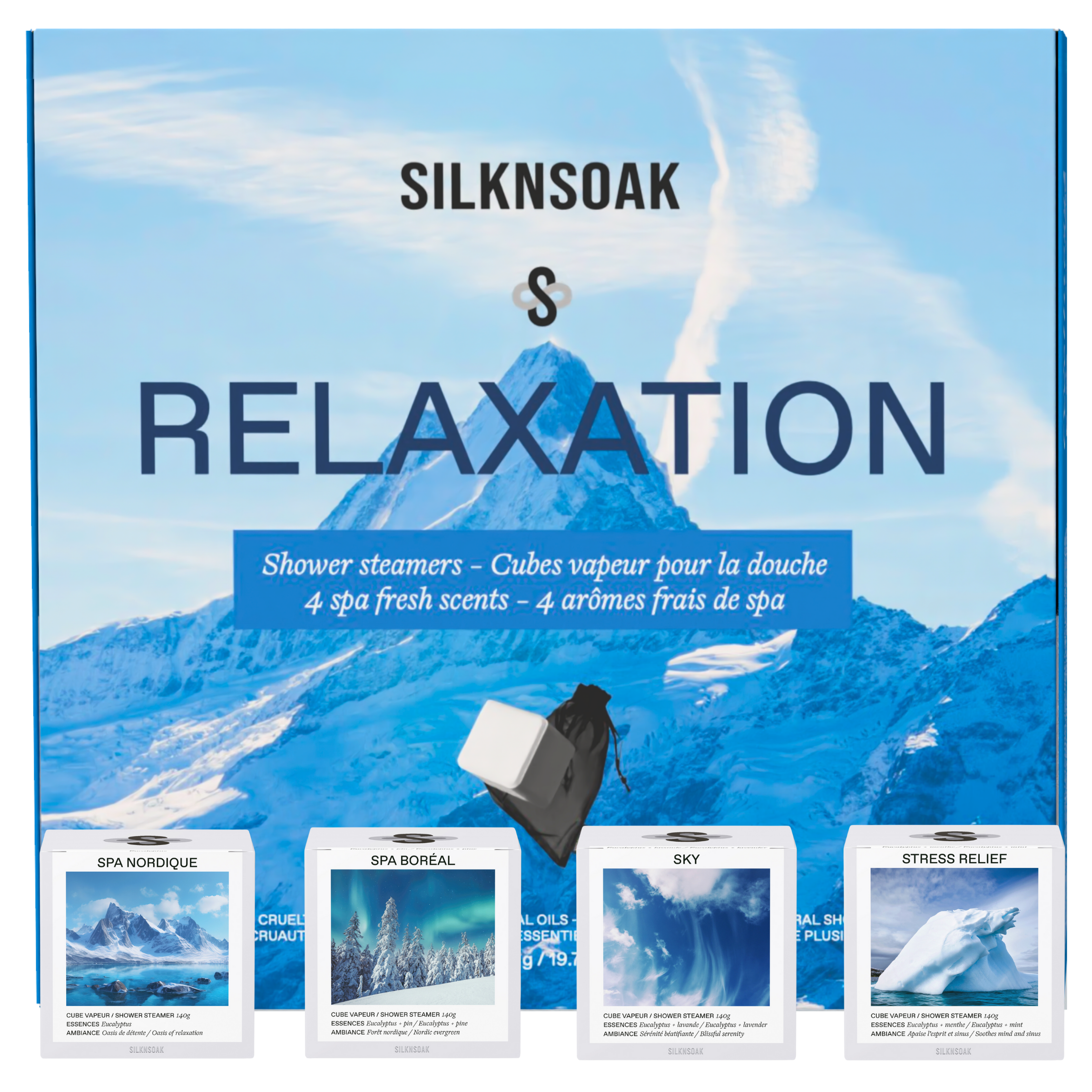 Ensemble 4 cubes vapeur de douche - Relaxation