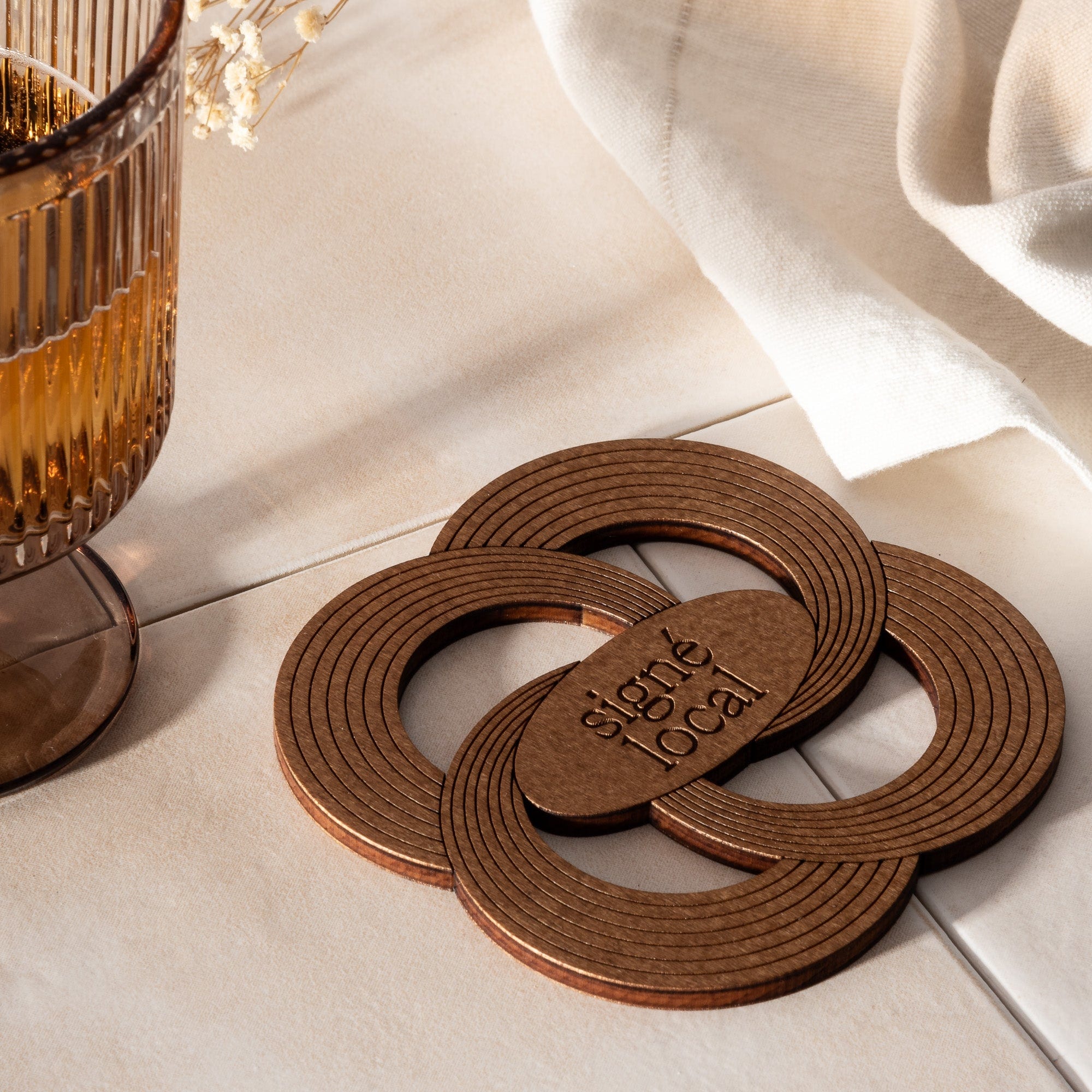 Ensemble 4 sous-verres en bois