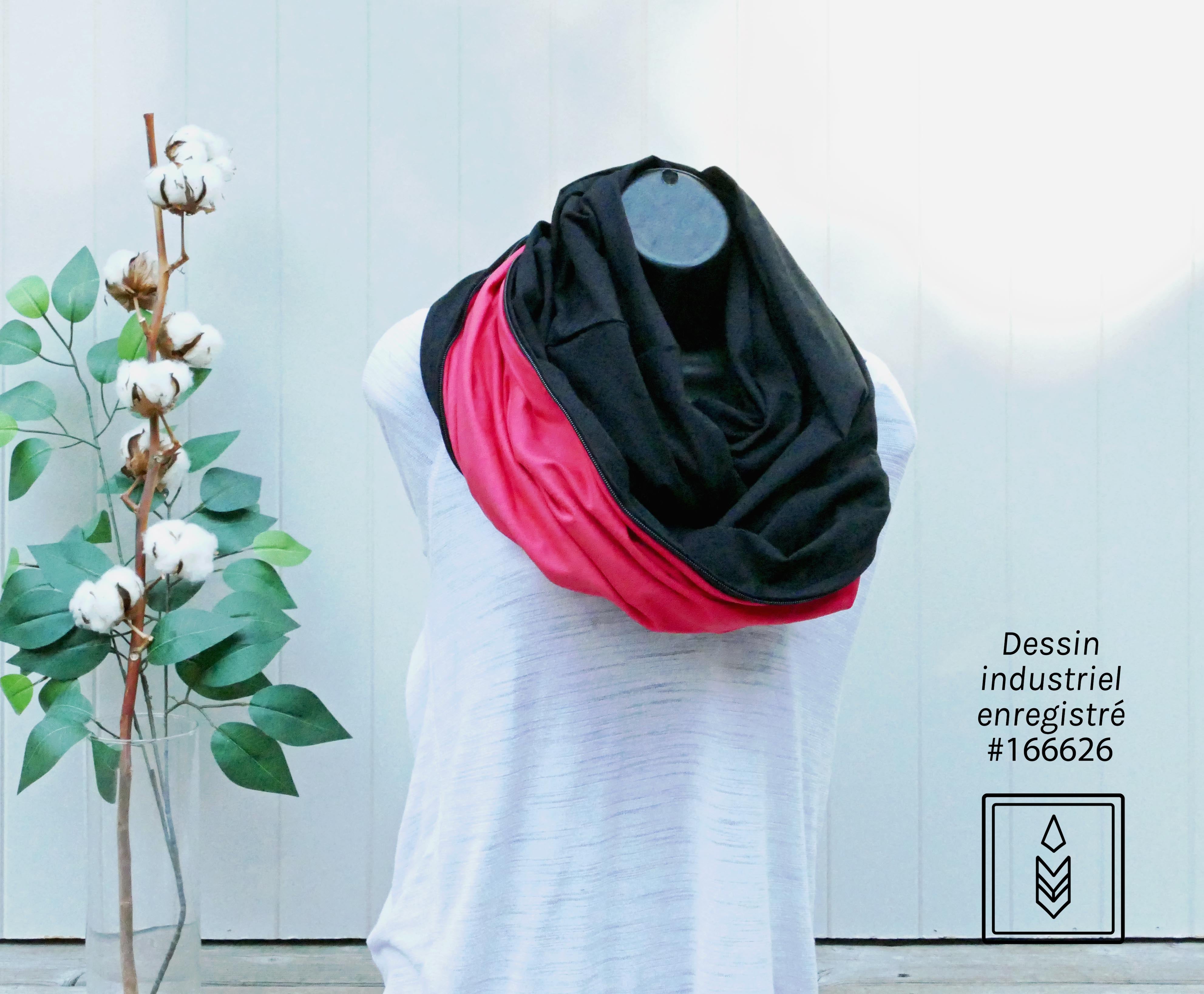 Foulard infini en coton biologique noir uni pour femme