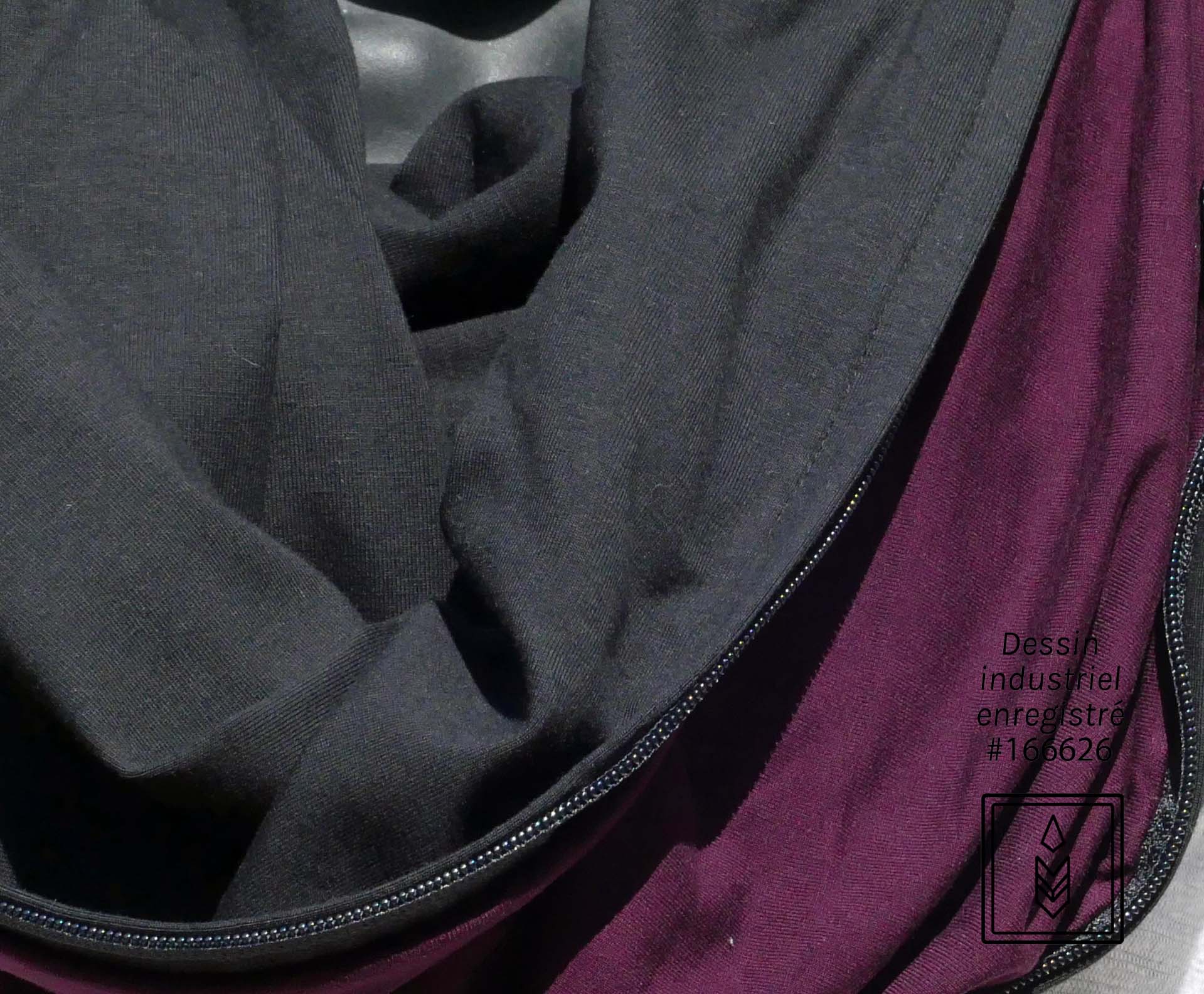 Foulard infini en coton biologique noir uni pour femme