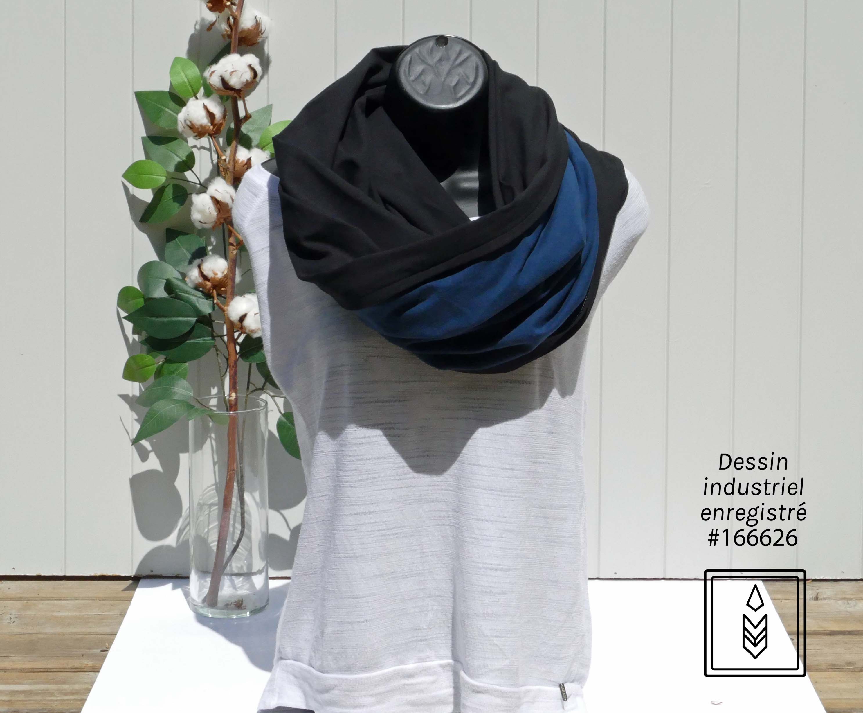 Foulard infini en coton biologique noir uni pour femme
