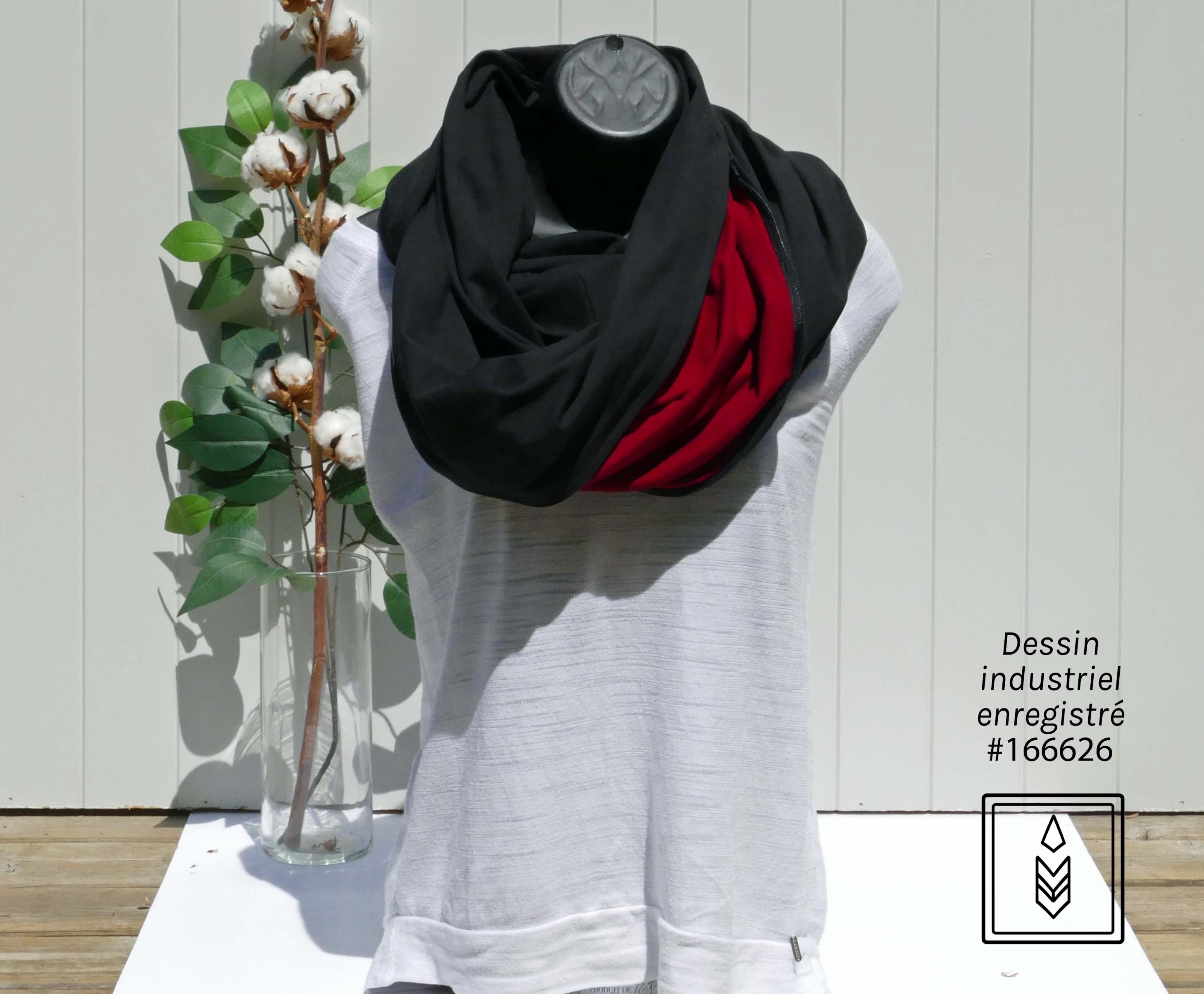 Foulard infini en coton biologique noir uni pour femme