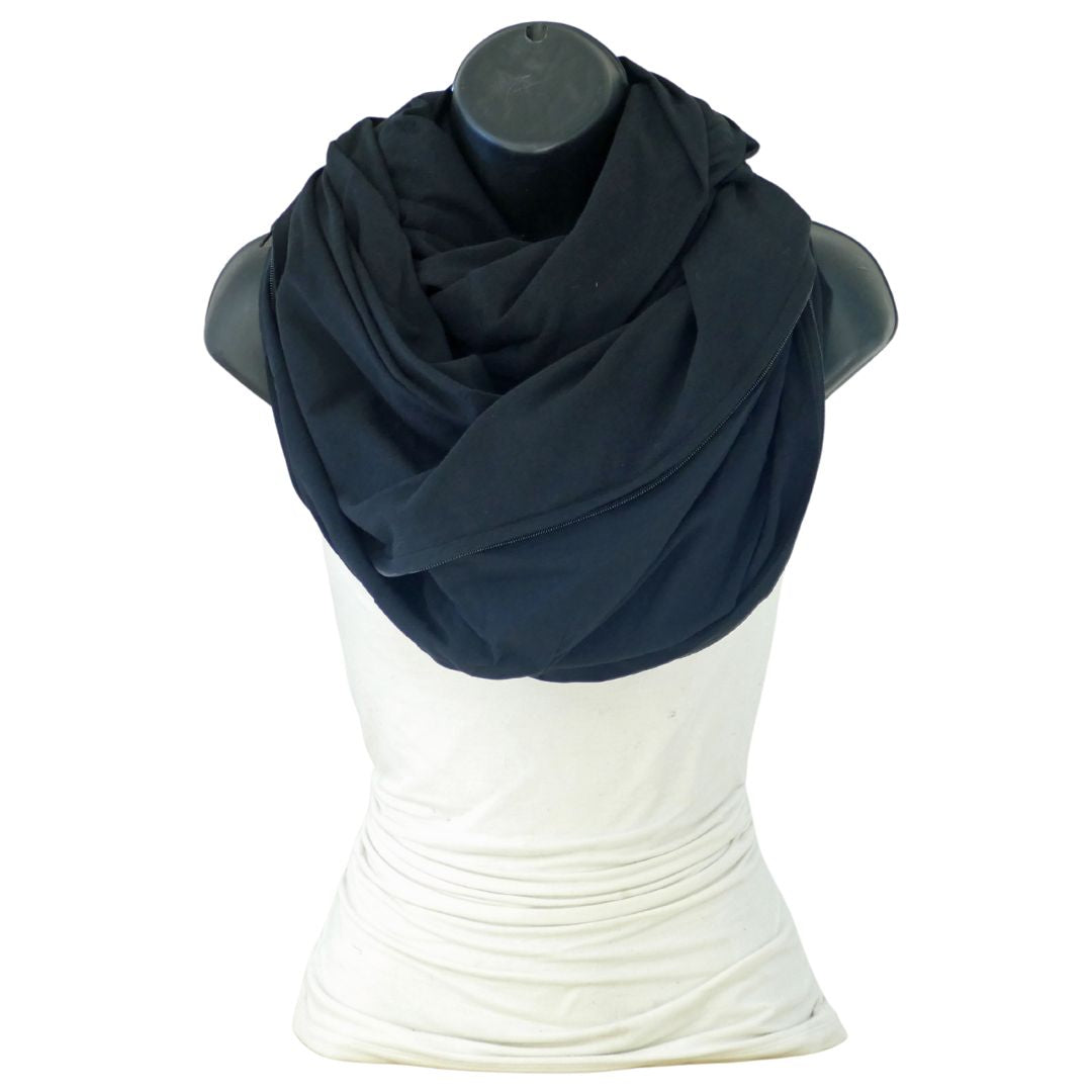 Foulard infini en coton biologique noir uni pour femme