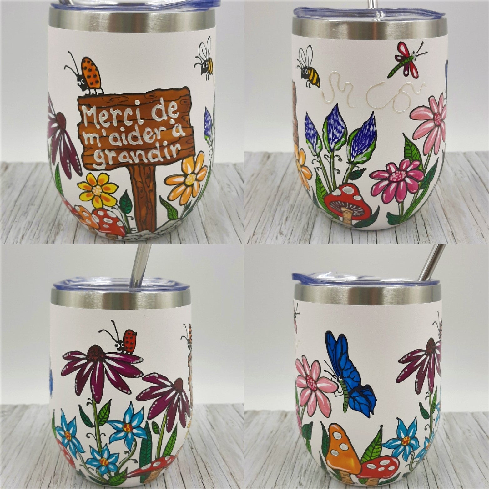 Gobelet isotherme blanc éducatrice Merci de m'aider à grandir, 12 onces (355ml)