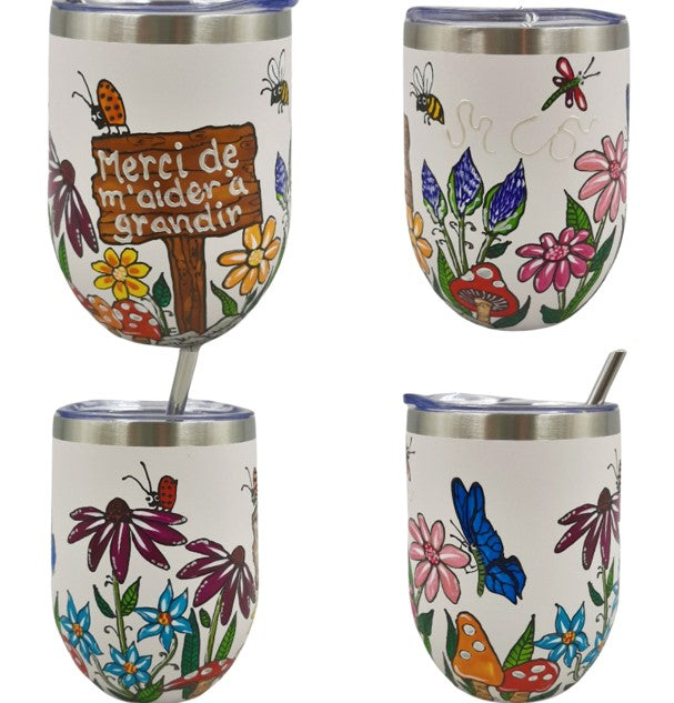 Gobelet isotherme blanc éducatrice Merci de m'aider à grandir, 12 onces (355ml)