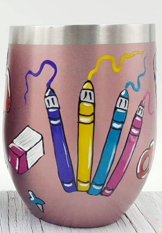 Gobelet isotherme rose enseignante 12oz (355 ml)