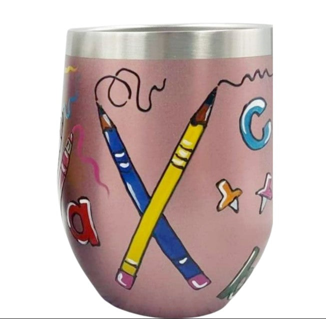 Gobelet isotherme rose enseignante 12oz (355 ml)