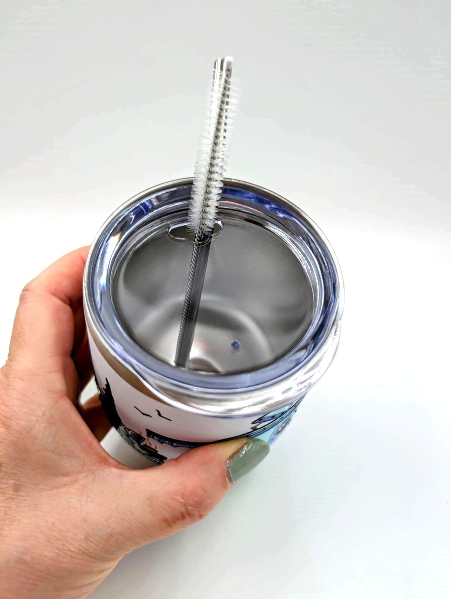 Gobelet isotherme roulotte de camping couleur aqua/bleue