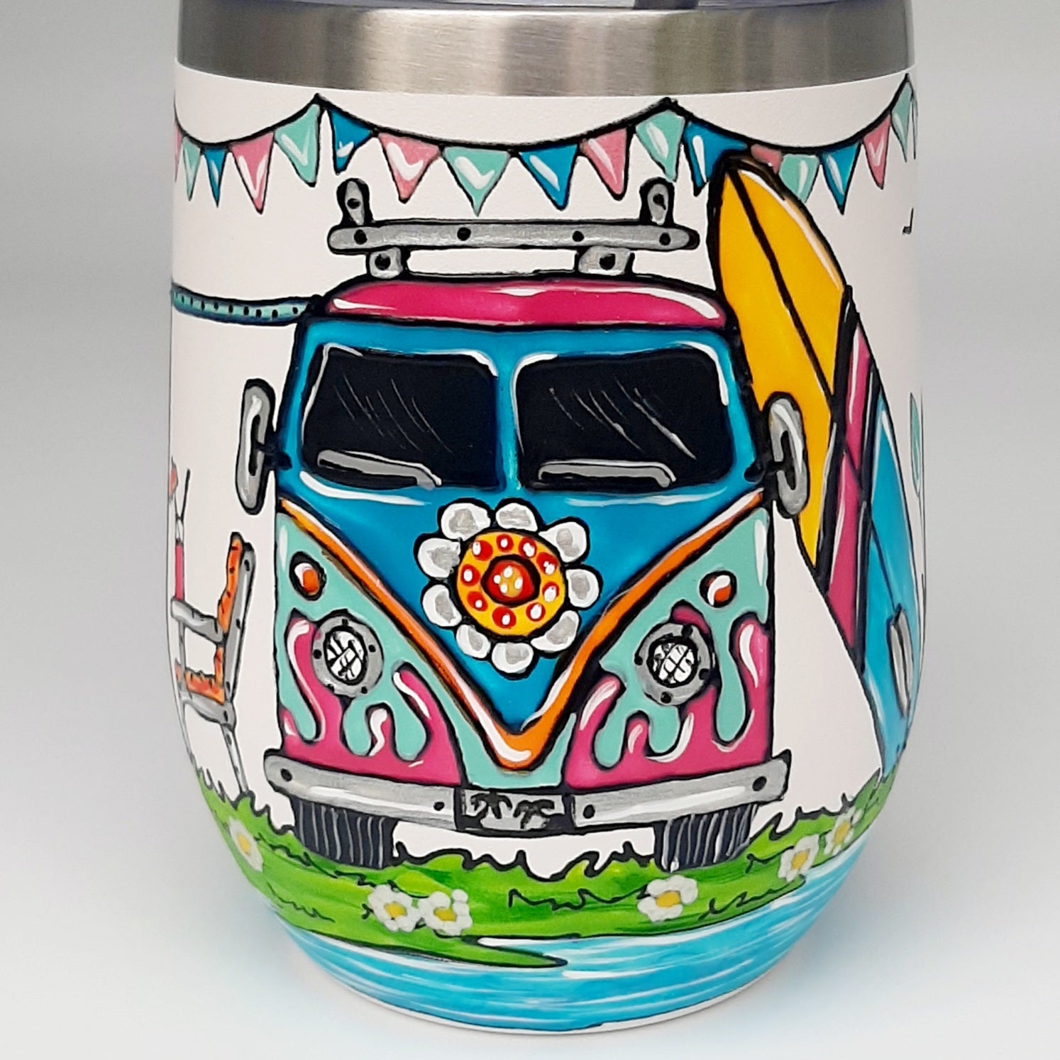 Gobelet isotherme Tropiques & camping car 12oz (355 ml), fan de vanlife