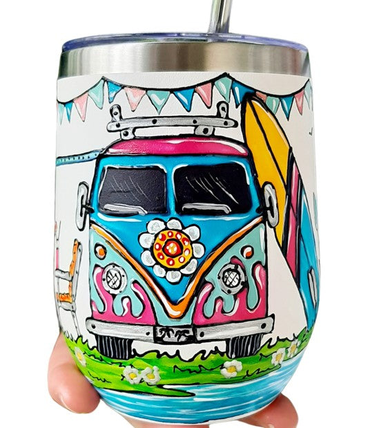 Gobelet isotherme Tropiques & camping car 12oz (355 ml), fan de vanlife