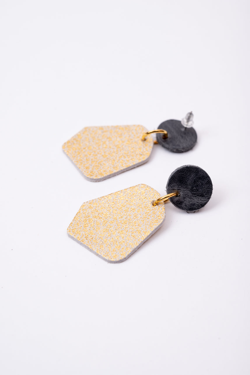 Granges boucles d'oreilles géométriques en cuir modèle DÉLIMA