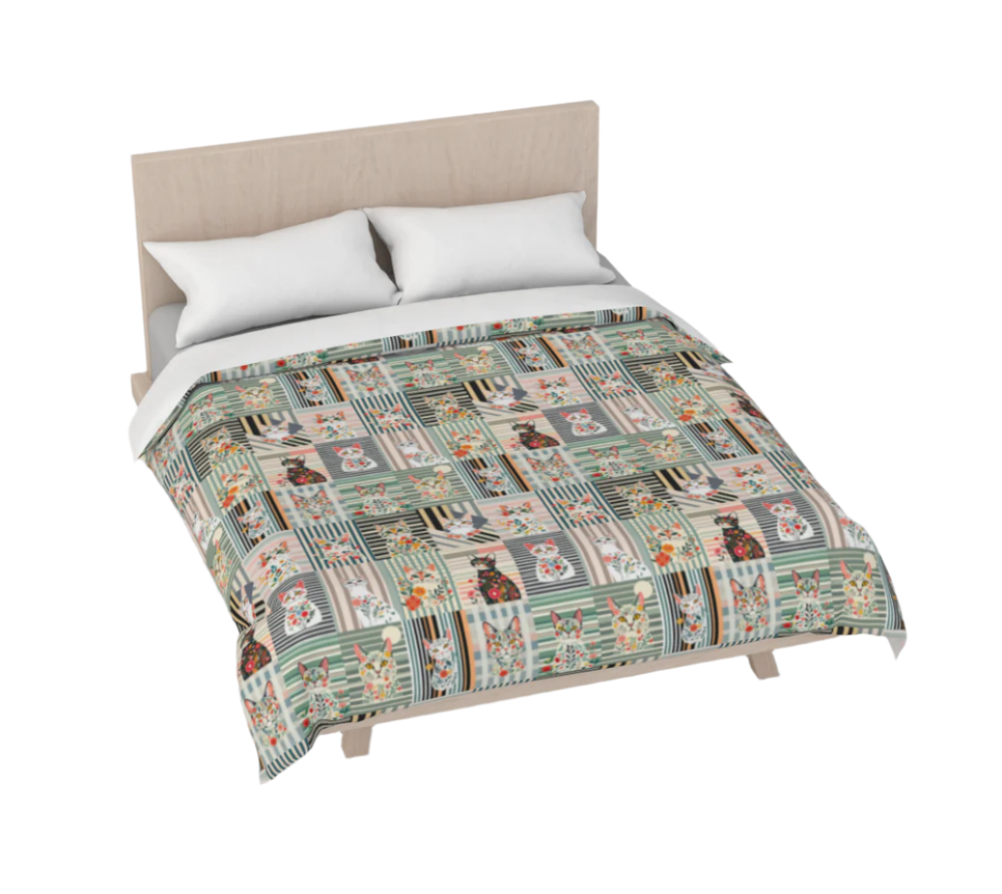 Housse de couette en motif de chats rayés