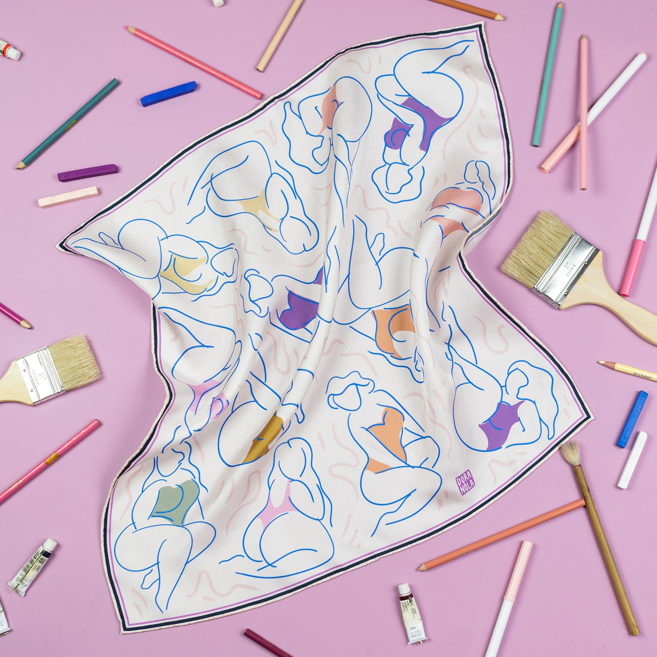Petit foulard 'Histoire de l'art' clair