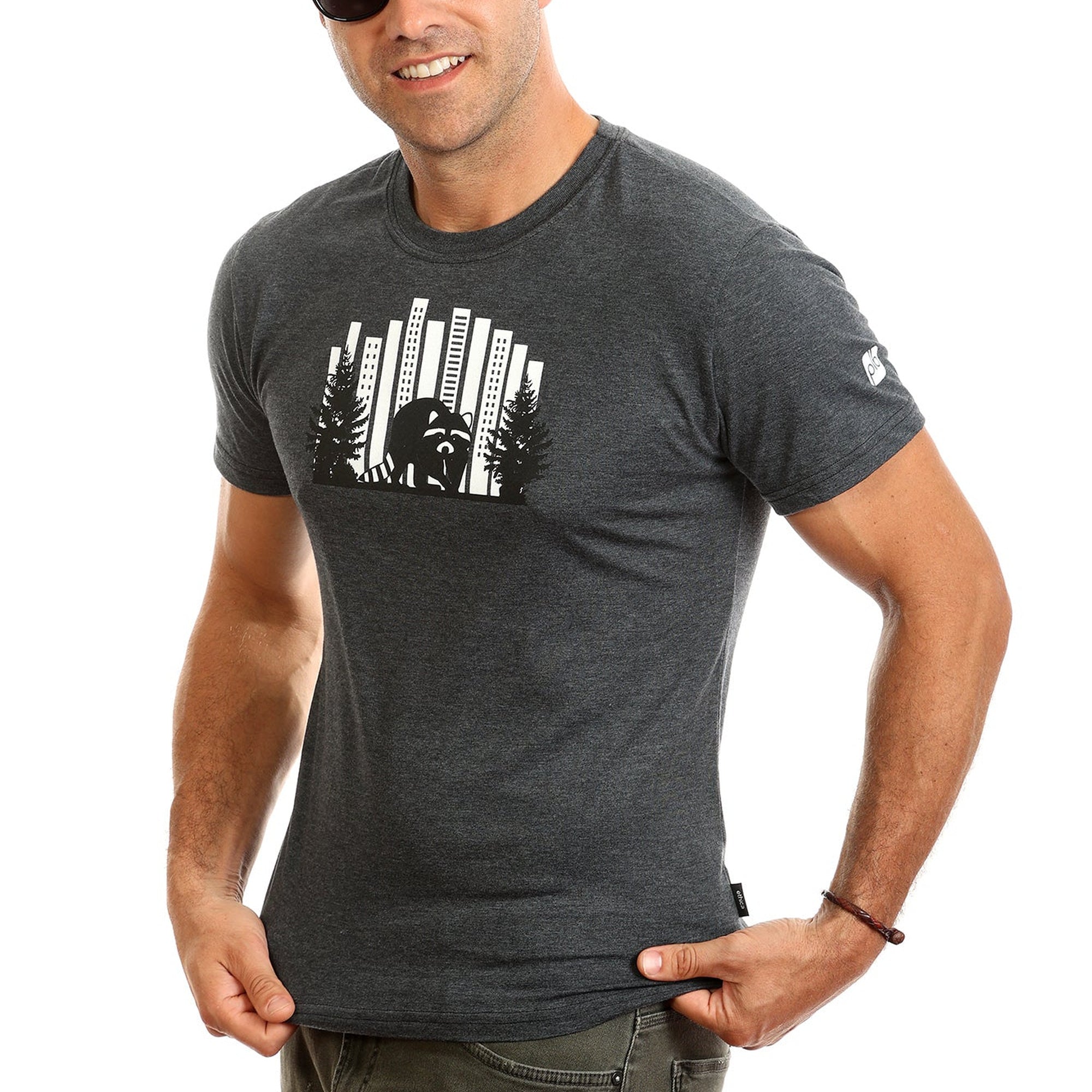 T-shirt pour hommes Raton laveur de PLB Design, coloris gris