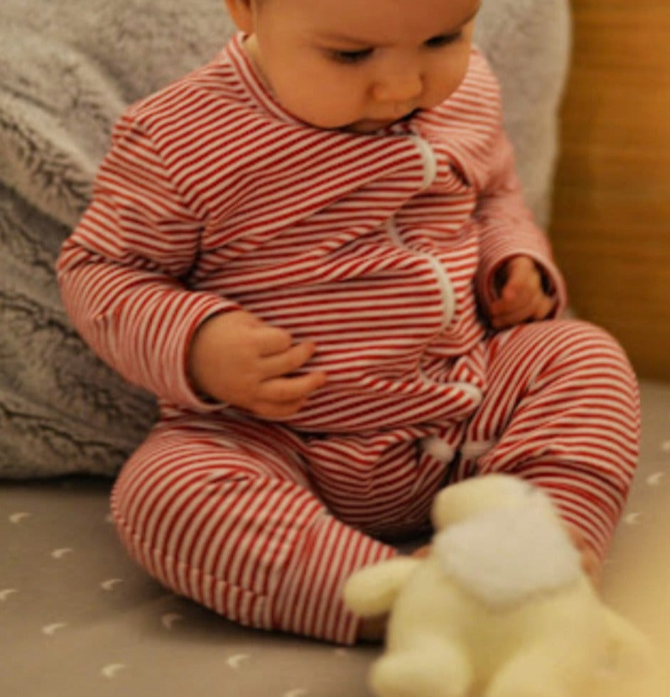 1 pièce à zip évolutif rayé rouge à zip