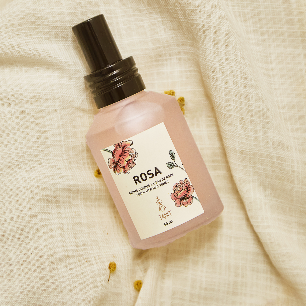 Brume tonique hydratante à l'eau de rose pour le visage