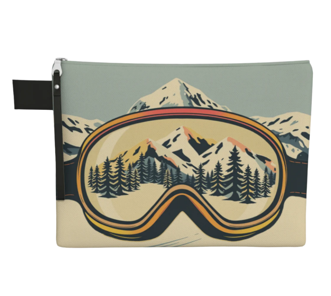 Sac à main fourre-tout Ski Art argent Lunettes de ski