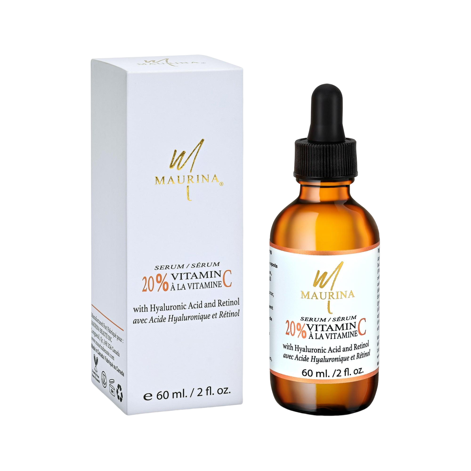 Sérum Visage 20 % Vitamine C avec Acide Hyaluronique et Rétinol
