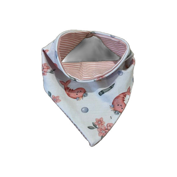 Bandana à motifs de crevettes et rayé rose réversible