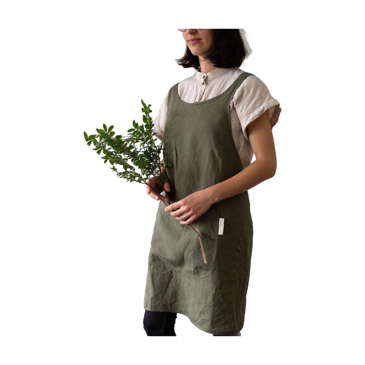 Linen Apron - Forest green