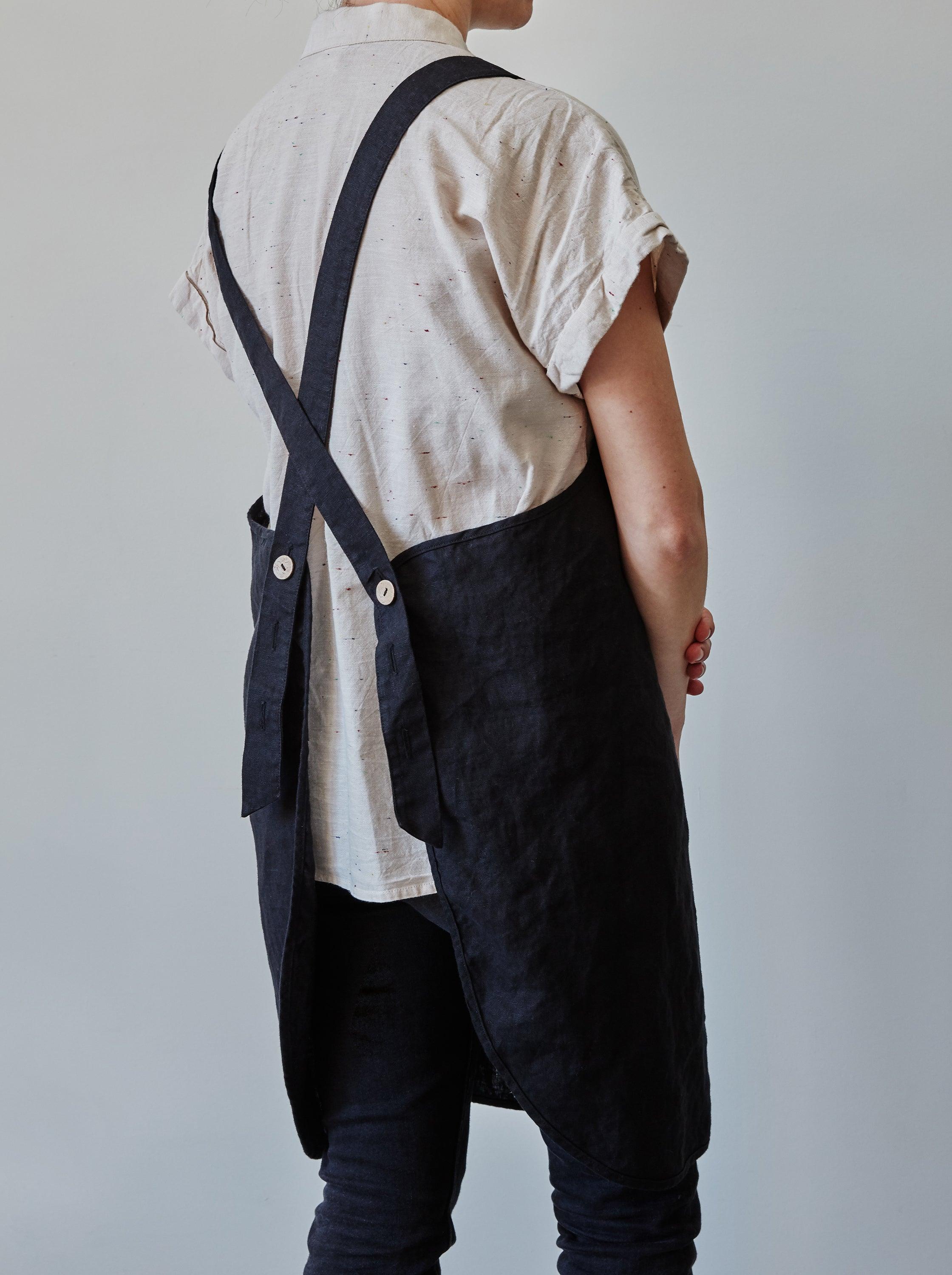 Tablier en lin - Noir