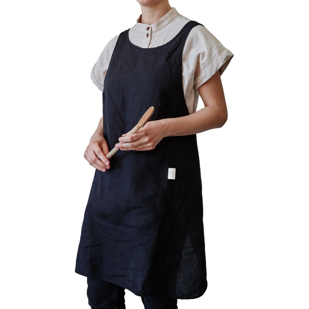 Tablier en lin - Noir