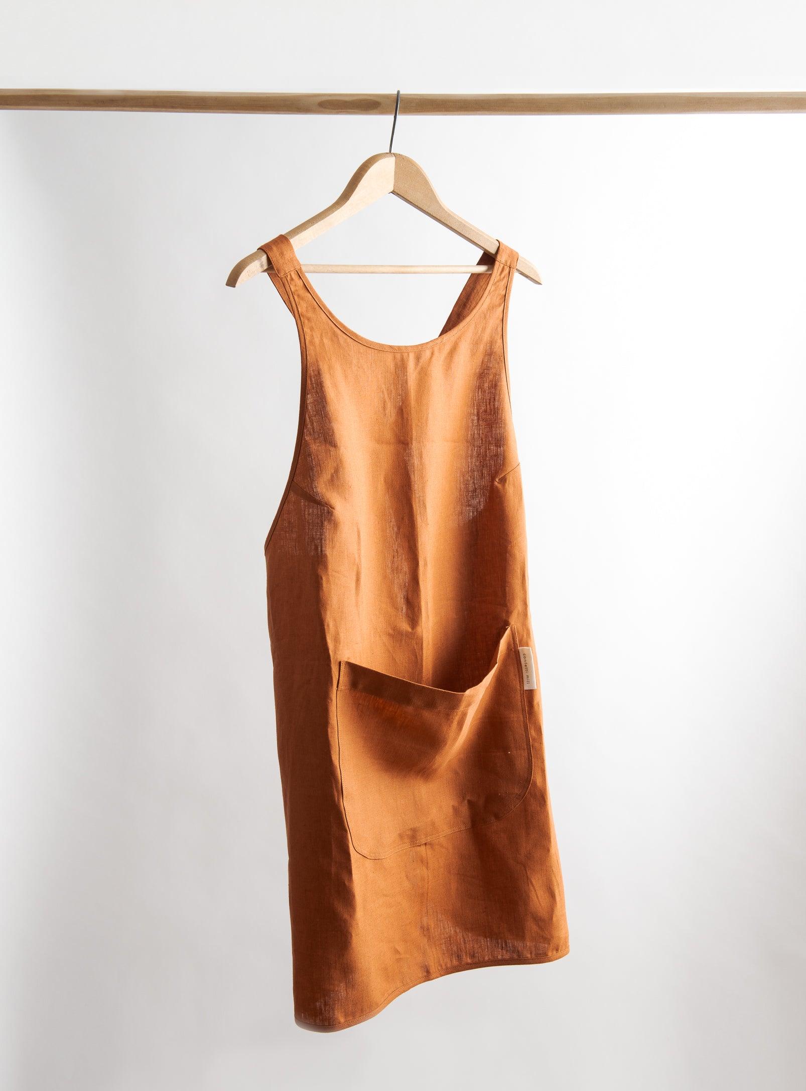 Tablier en lin - Orange brulé