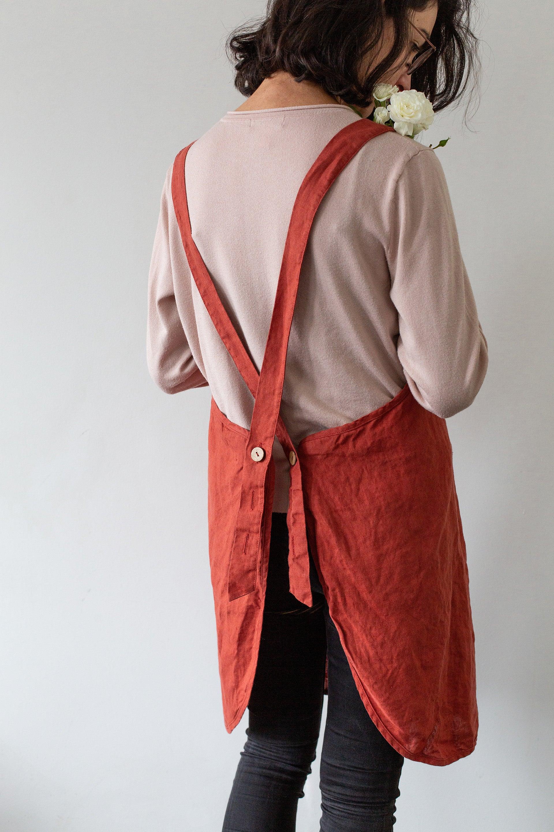 Tablier en lin - Terracota