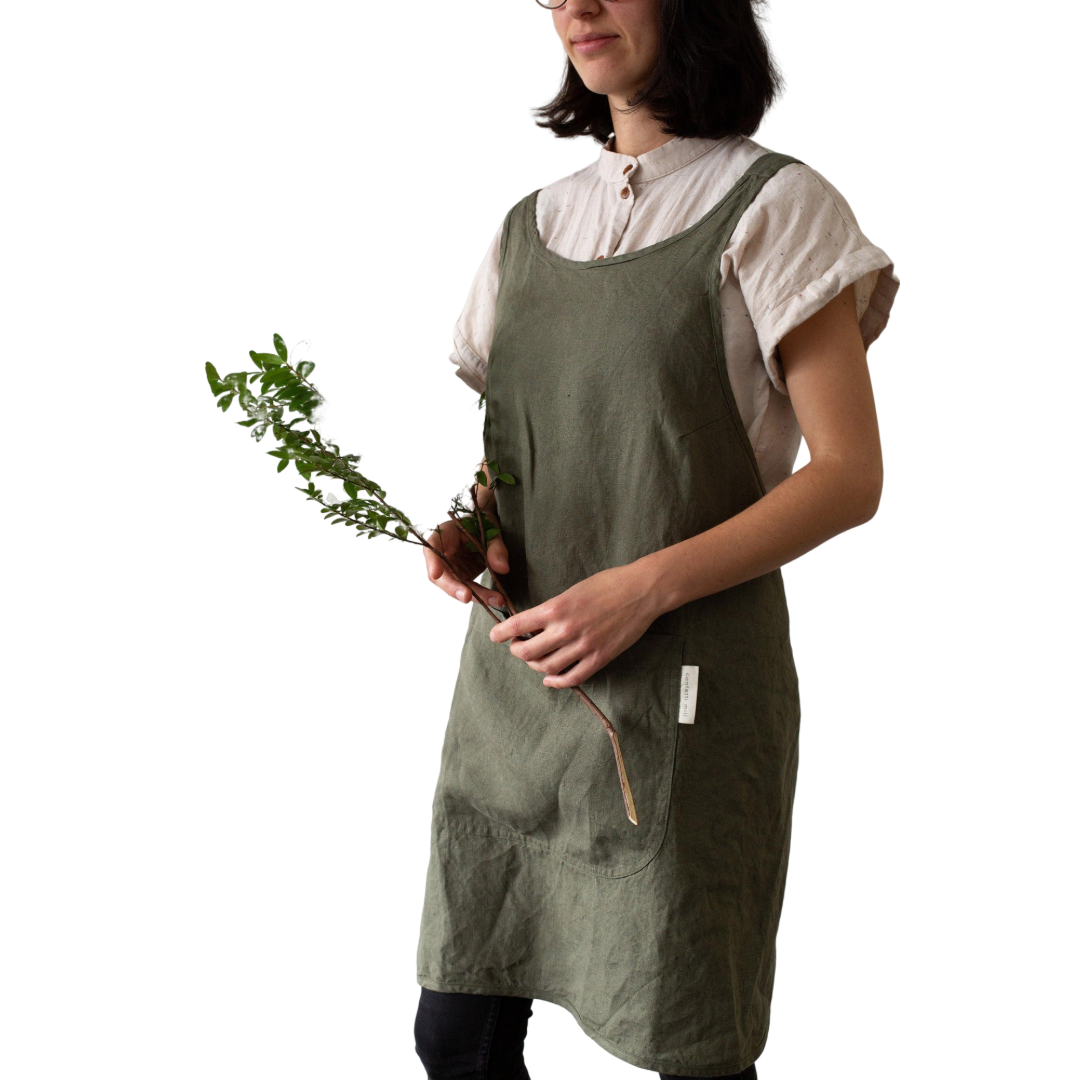 Tablier en lin - Vert fôret
