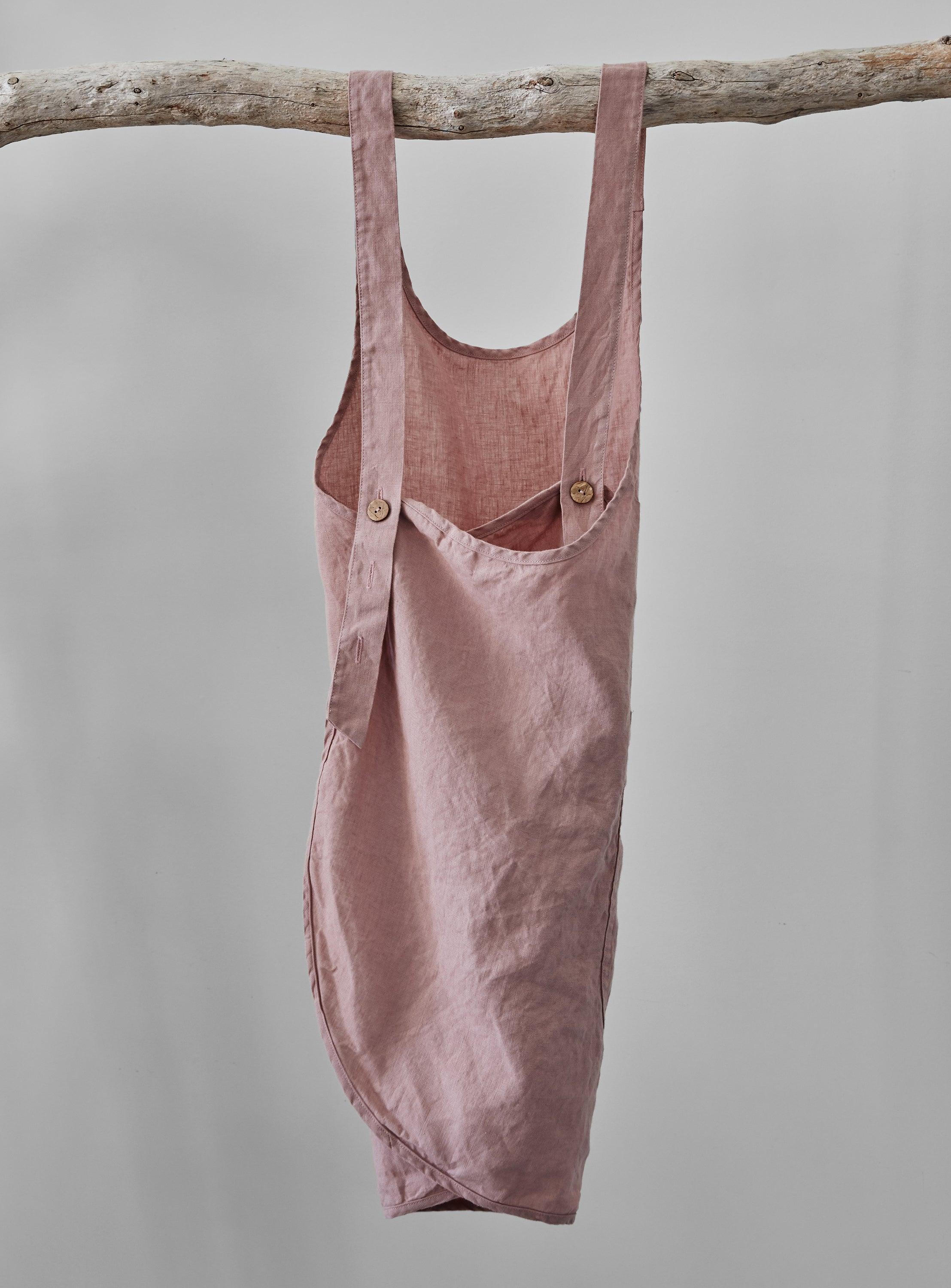 Tablier en lin - Vieux rose