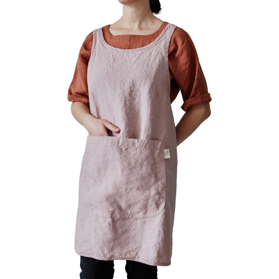 Tablier en lin - Vieux rose