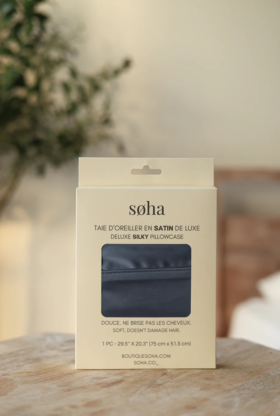 Taie d'oreiller en satin de Luxe Bleu nuit