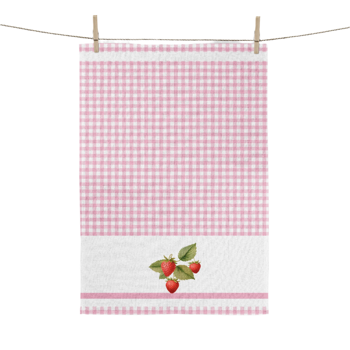 Torchon de cuisine décoratif en vichy rose vintage Strawberry Art pour votre cuisine ou à accrocher sur vos murs