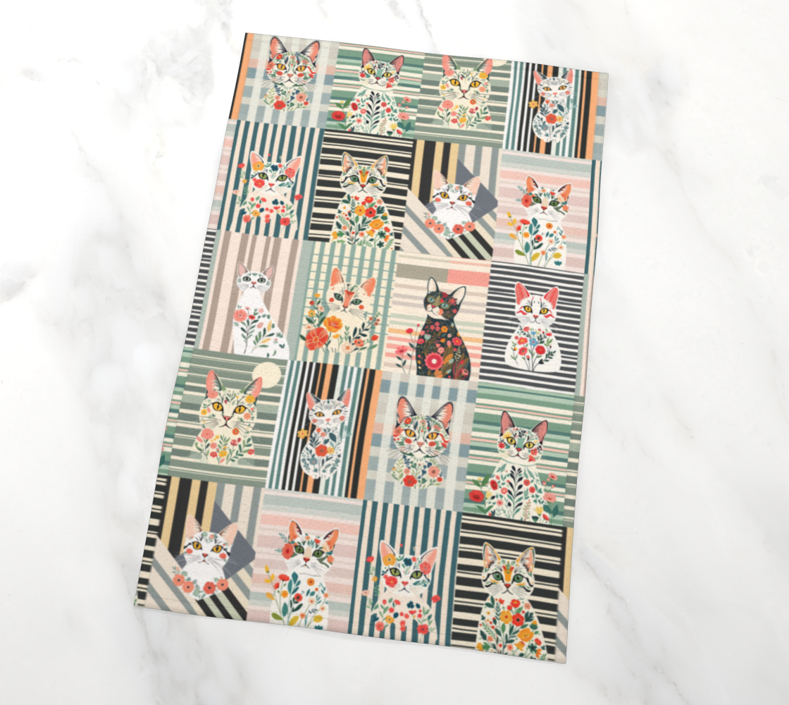 Torchon de cuisine décoratif (Stripes Cat)