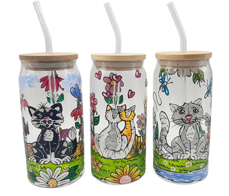 Verre canette chats, choisissez parmi ses 3 modèles 16 onces