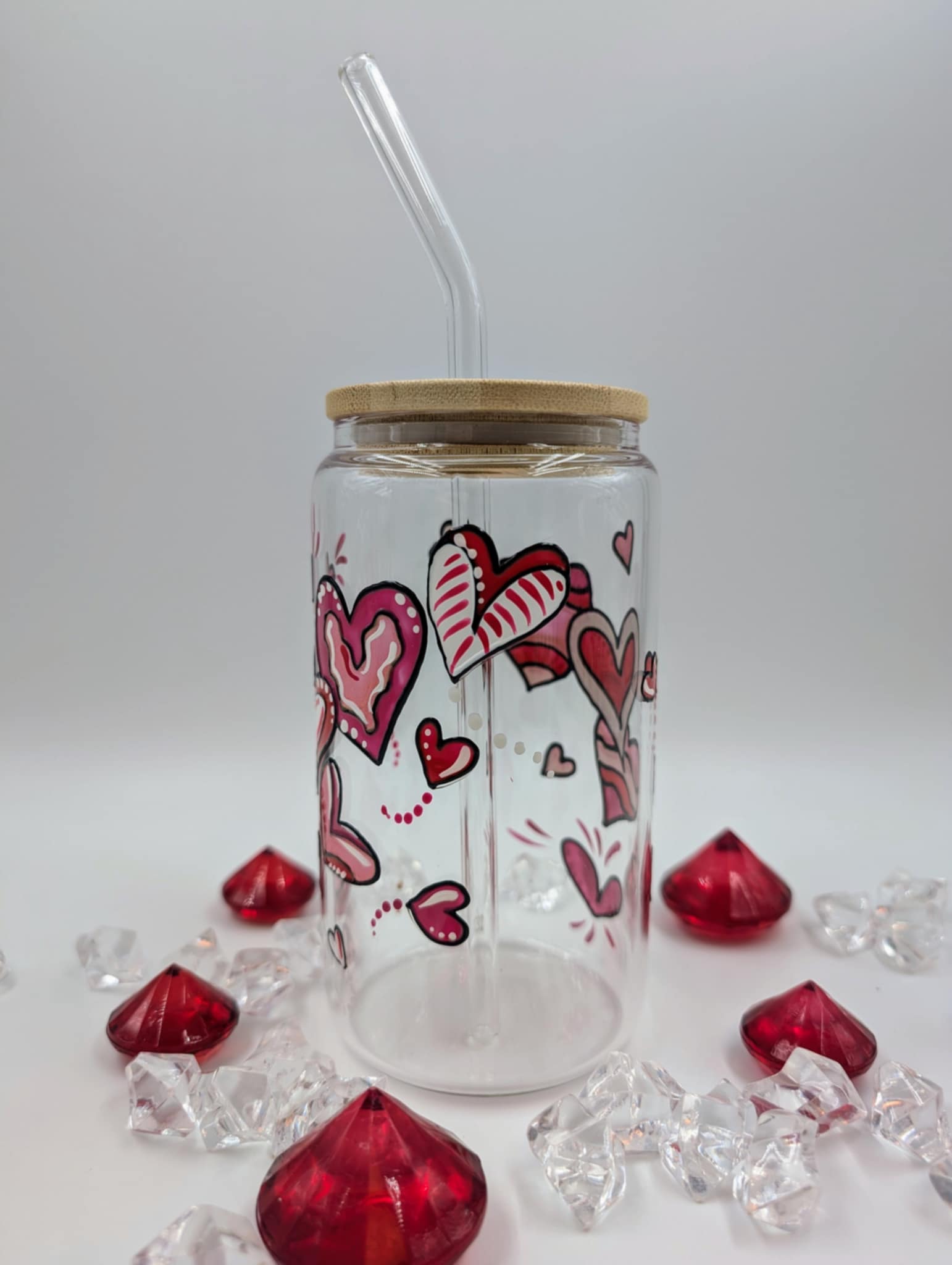 Verre canette Coeurs 16 onces (473 ml)