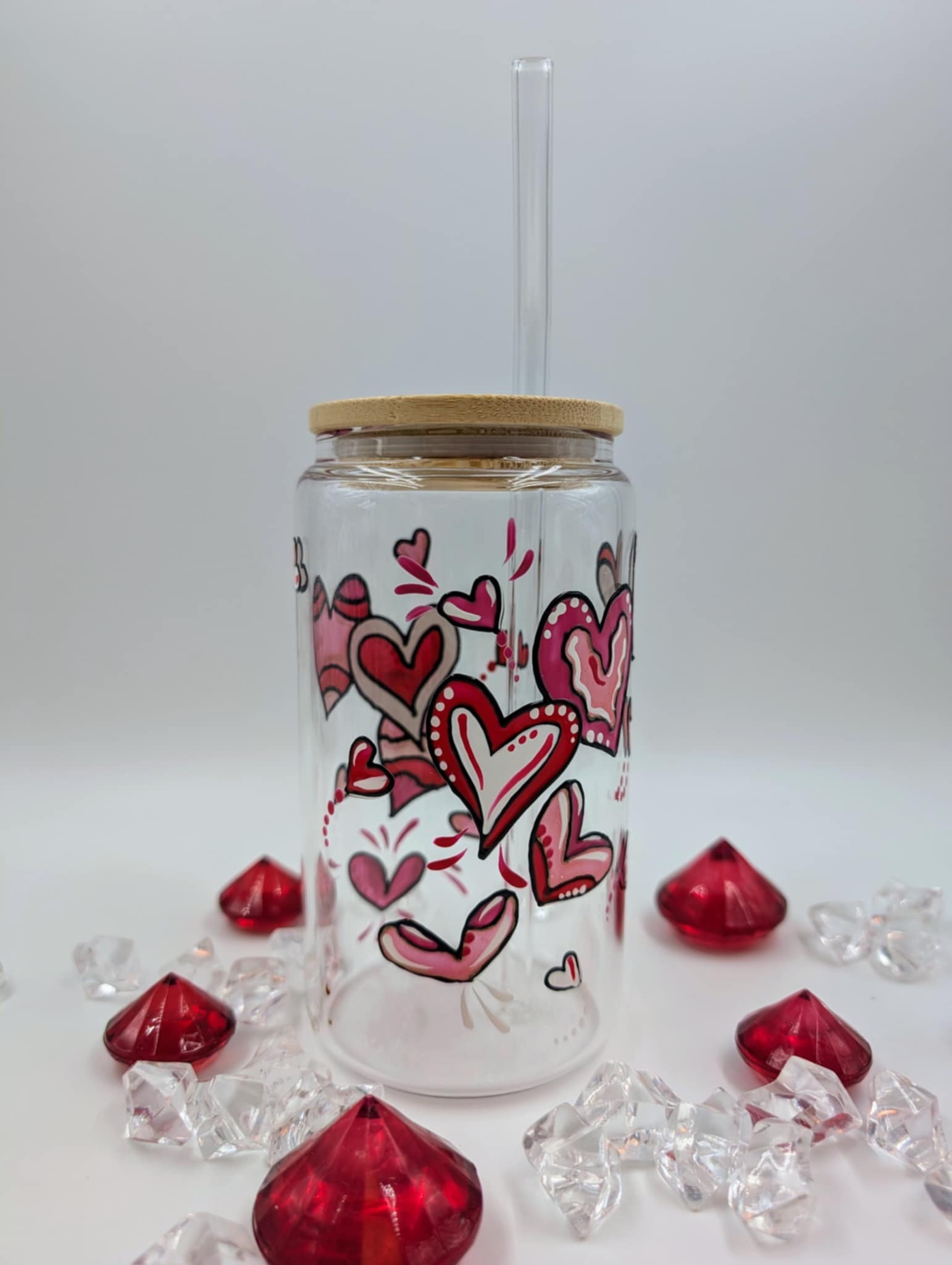 Verre canette Coeurs 16 onces (473 ml)
