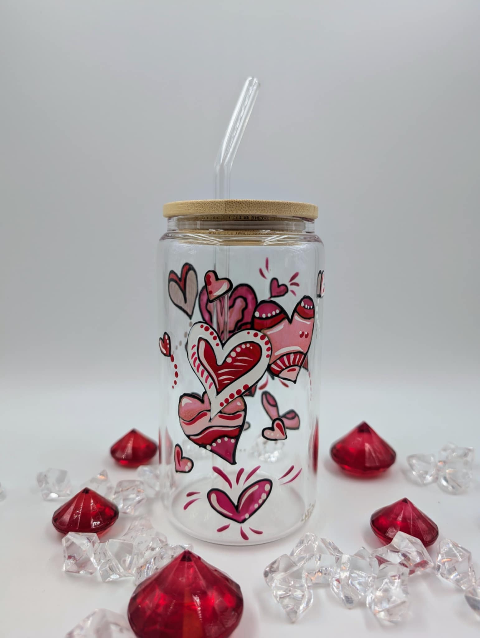 Verre canette Coeurs 16 onces (473 ml)