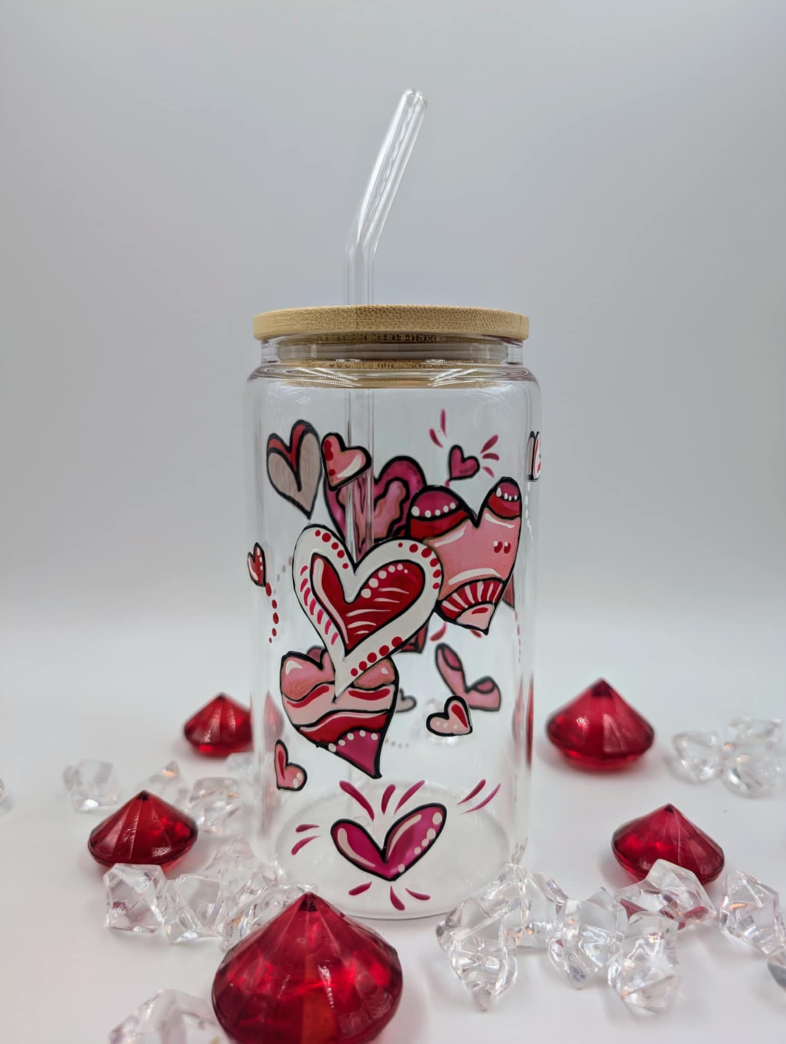 Verre canette Coeurs 16 onces (473 ml)