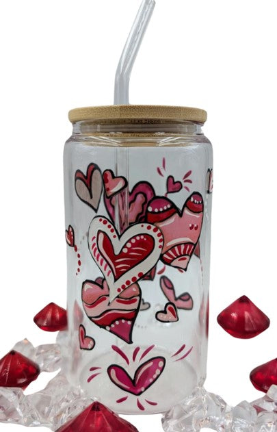 Verre canette Coeurs 16 onces (473 ml)