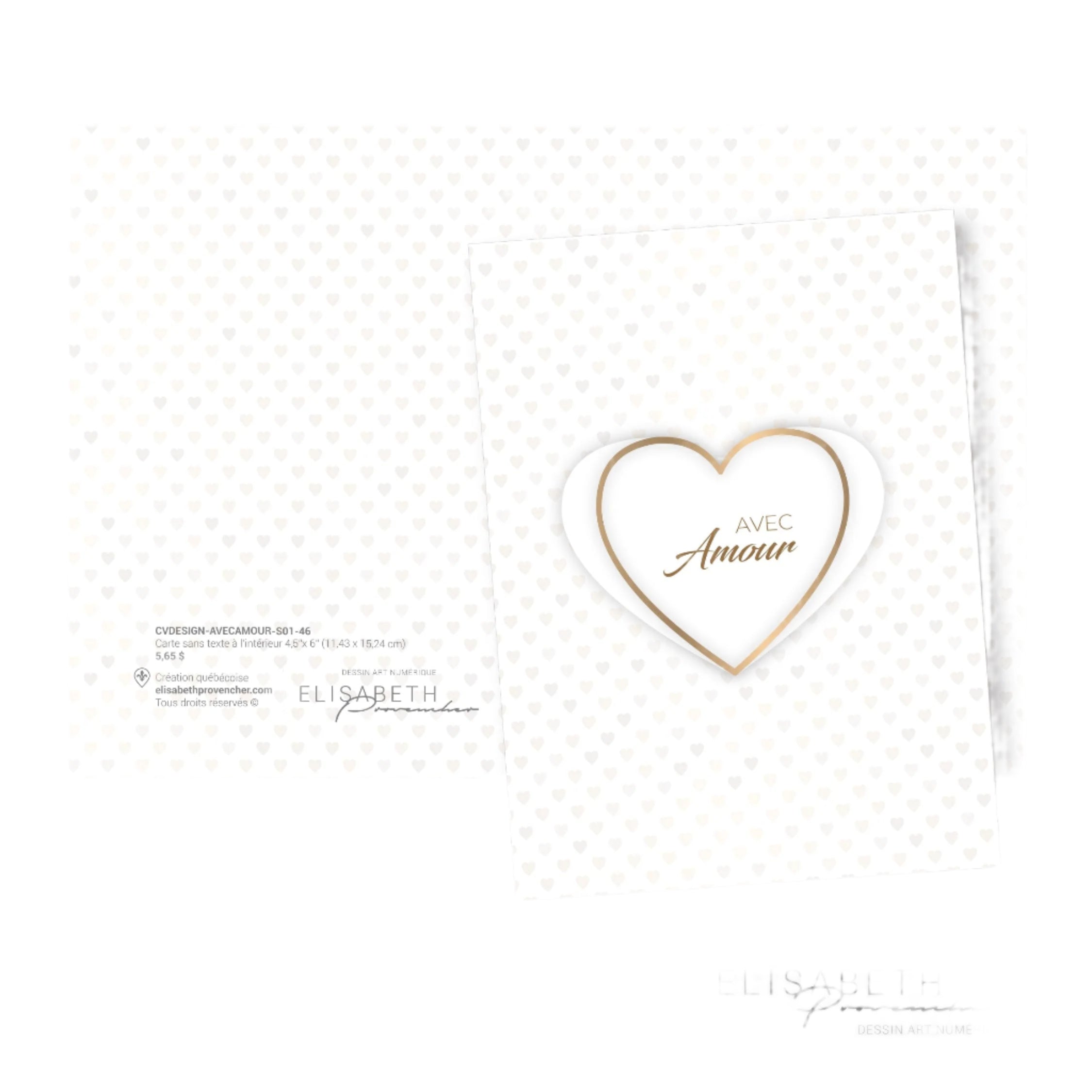 Avec amour - Carte de voeux Design par Elisabeth Provencher - artiste vendu par SignéLocal.com