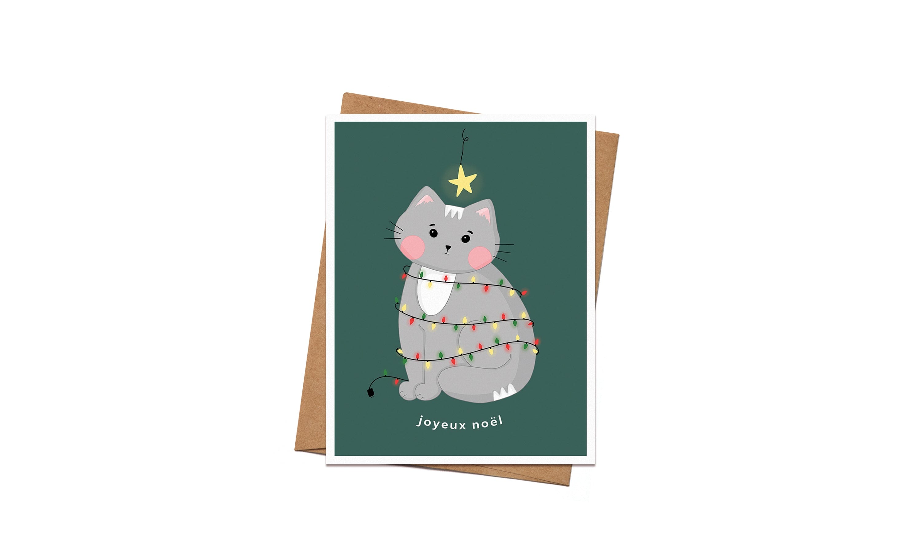 Carte de Noël - Chat Sapin